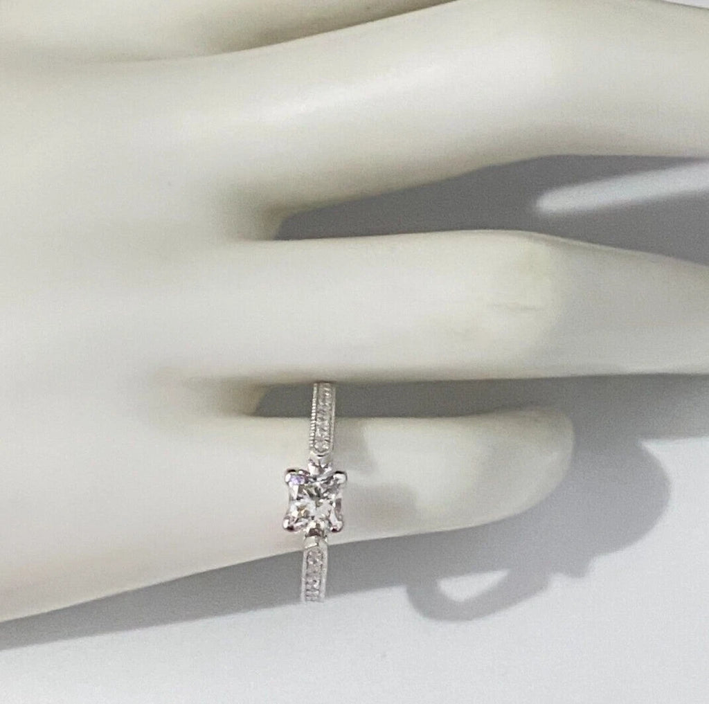 14K White Gold & 0.80CT GIA Diamond Engagement Ring Size J 1/2 - 5