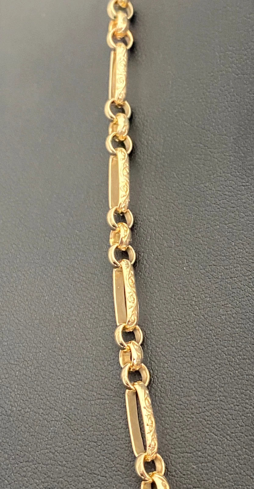 Vintage 9K Yellow Gold Ornate Fancy Link Chain Necklace 52cm Long