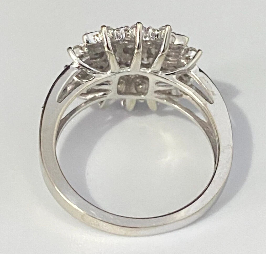 10K White Gold & 1.0CT Diamond Cluster Ring Size N 1/2 - 6 3/4