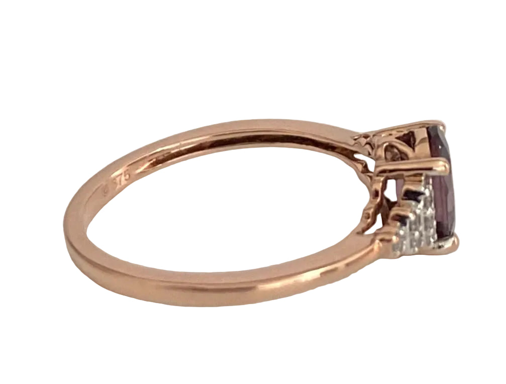9ct Rose Gold Spinel & Diamond Engagement Ring Size J (US 4.75)