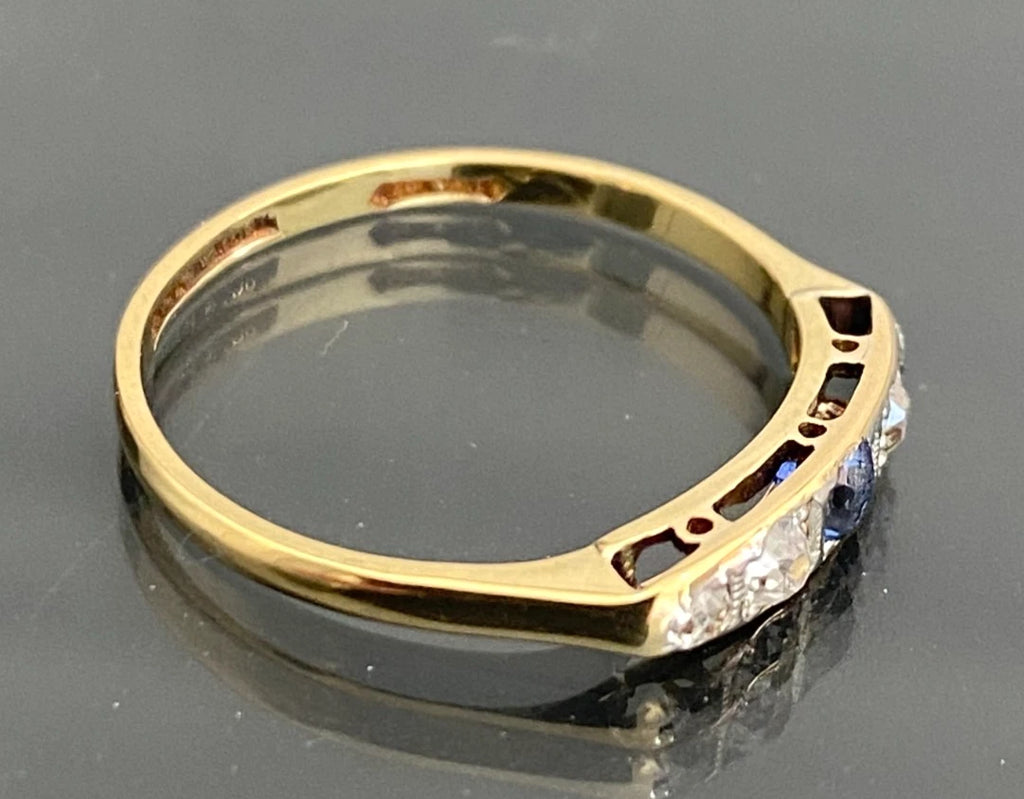 Antique 18ct Yellow Gold & Platinum Diamond Ring Size M 1/2 (US 6.5)