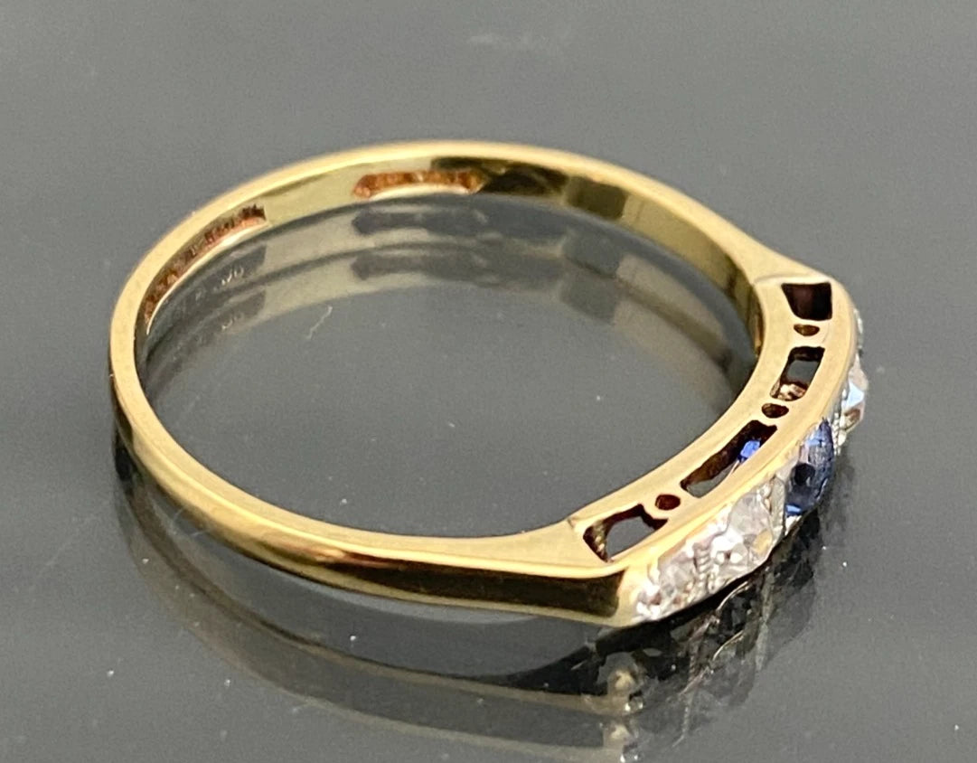 Antique 18ct Yellow Gold & Platinum Diamond Ring Size M 1/2 (US 6.5)