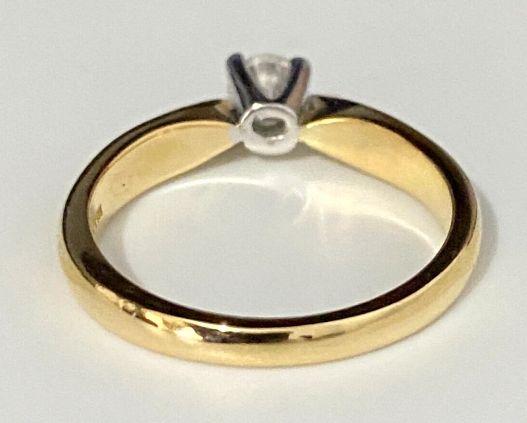 18K Yellow Gold & 0.32CT Diamond Solitaire Engagement Ring Size N - 6 1/2