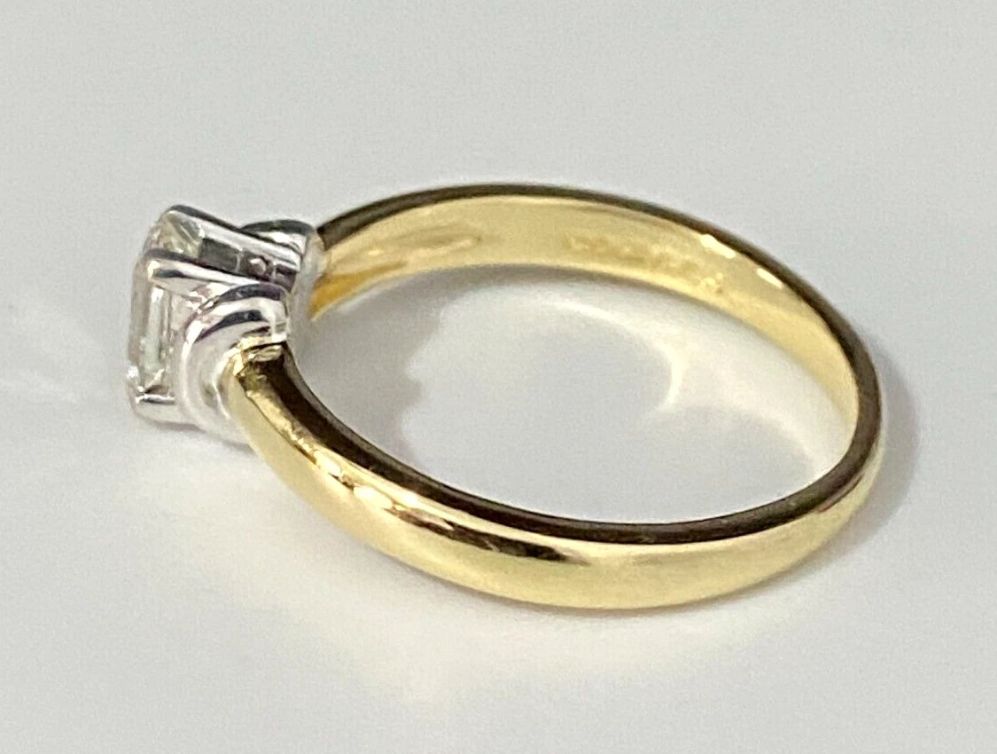 18K Yellow Gold & 0.50CT Emerald Diamond Engagement Ring Size L 1/2 - 5 7/8