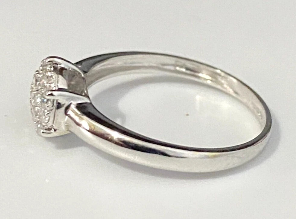 9K White Gold & 0.28CT Diamond Cluster Ring Size O - 7