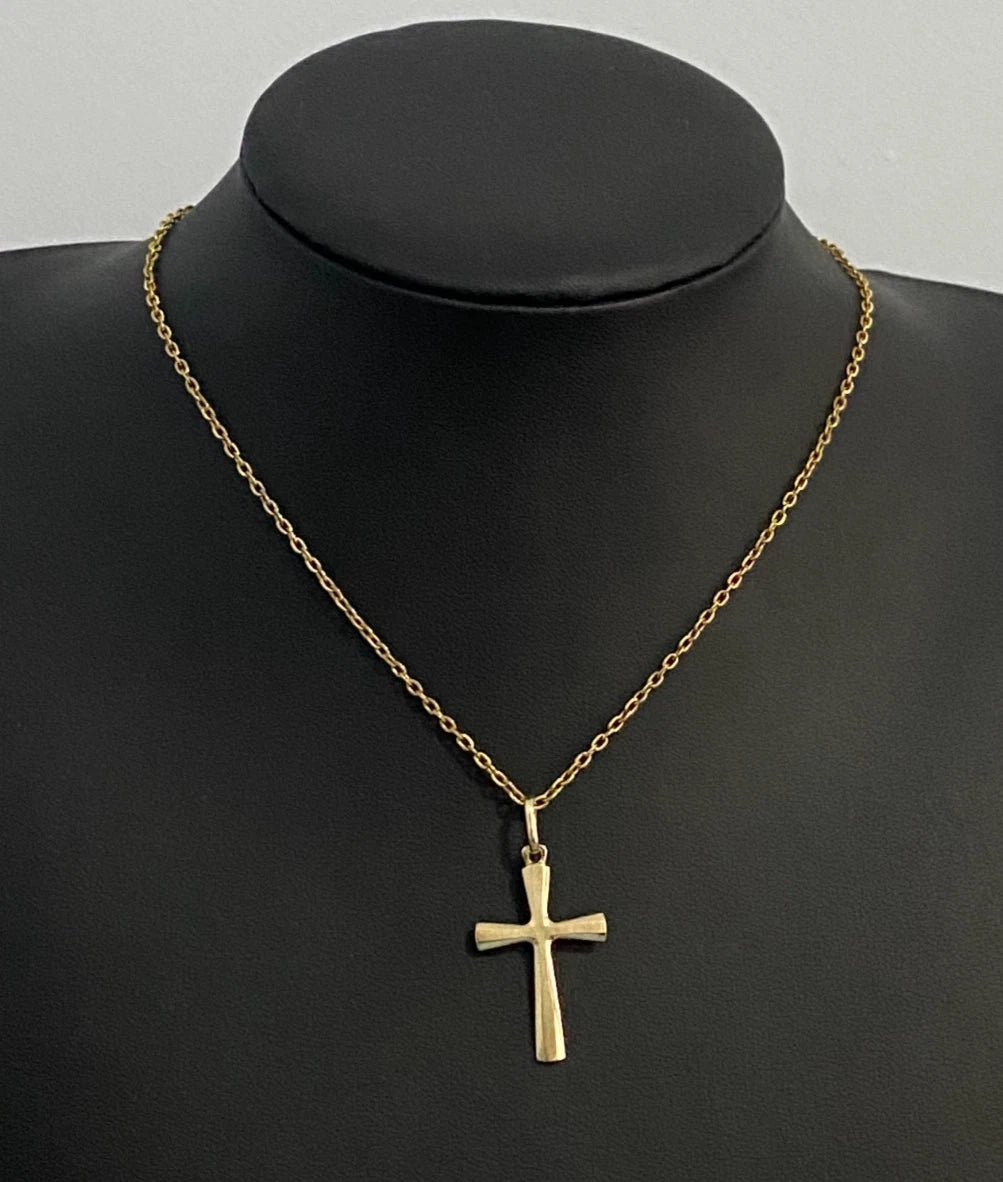 Italian 9K Yellow Gold Cross Pendant 38.50mm High