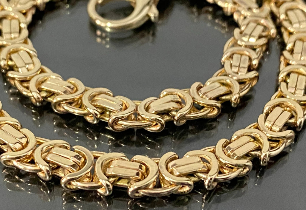 9K Yellow Gold Byzantine Link Chain Necklace