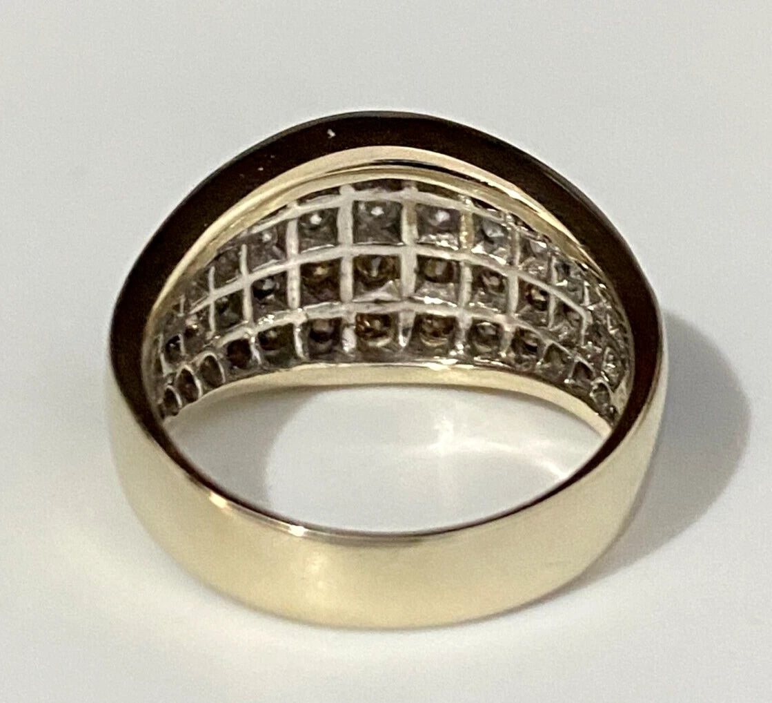 18K Yellow Gold & 1.20CT Diamond Pave Set Dress Ring Size N 1/2 - 6 3/4