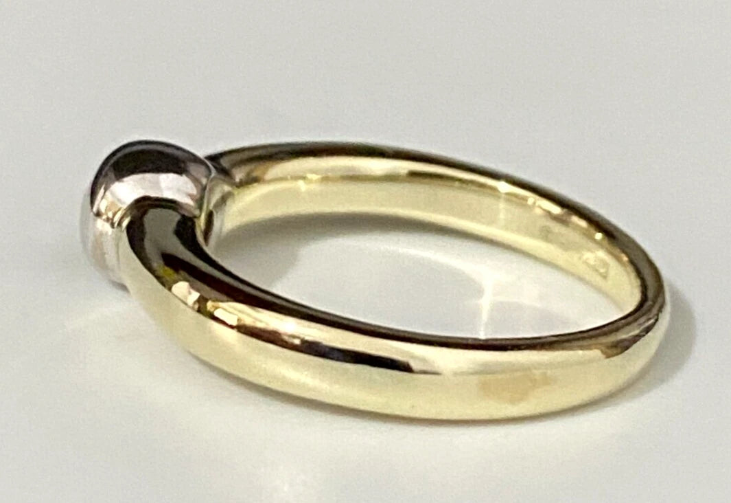 9K Yellow Gold & Cubic Zirconia Solitaire Ring Size O - 7