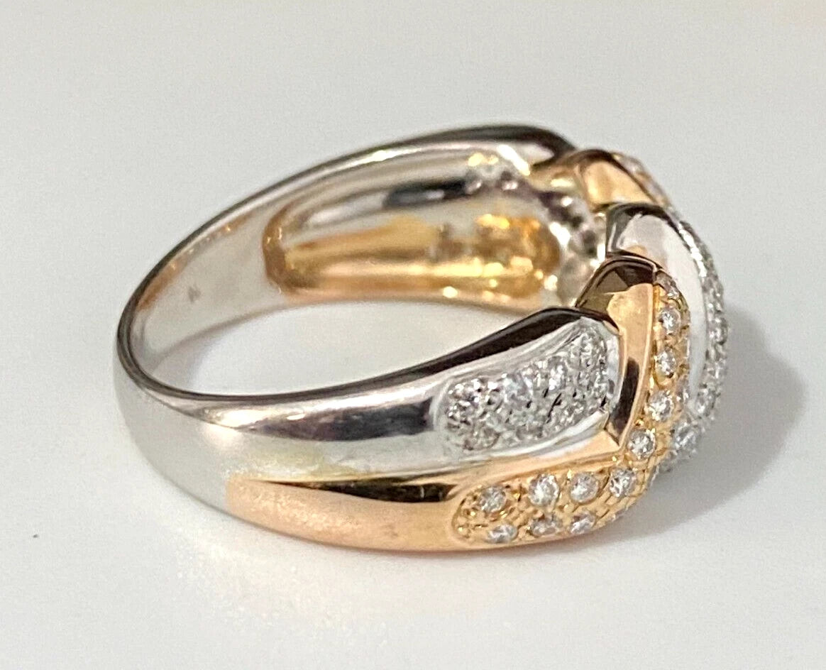 18K Two-Color Gold & 0.65CT Diamond Band Ring Size O 1/2 - 7 1/4