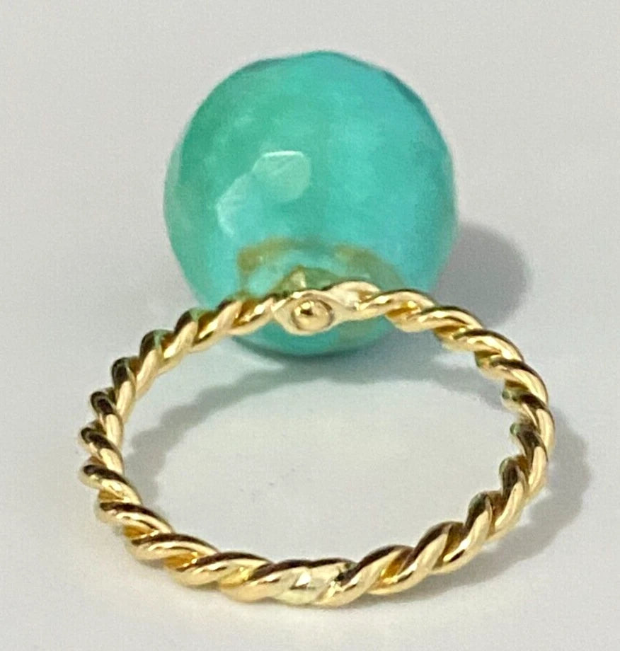14K Yellow Gold W/Green Stone & Diamond Ring Size L - 5 1/2