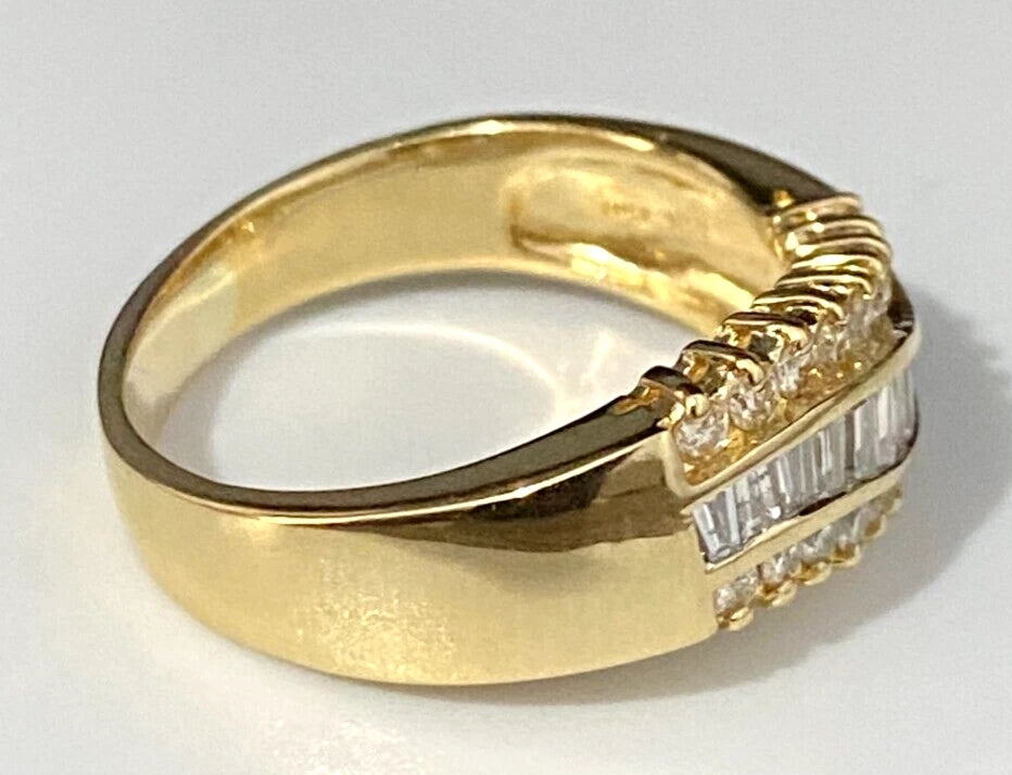 18K Yellow Gold & 0.80CT Diamond Dress Ring Size R - 8 5/8