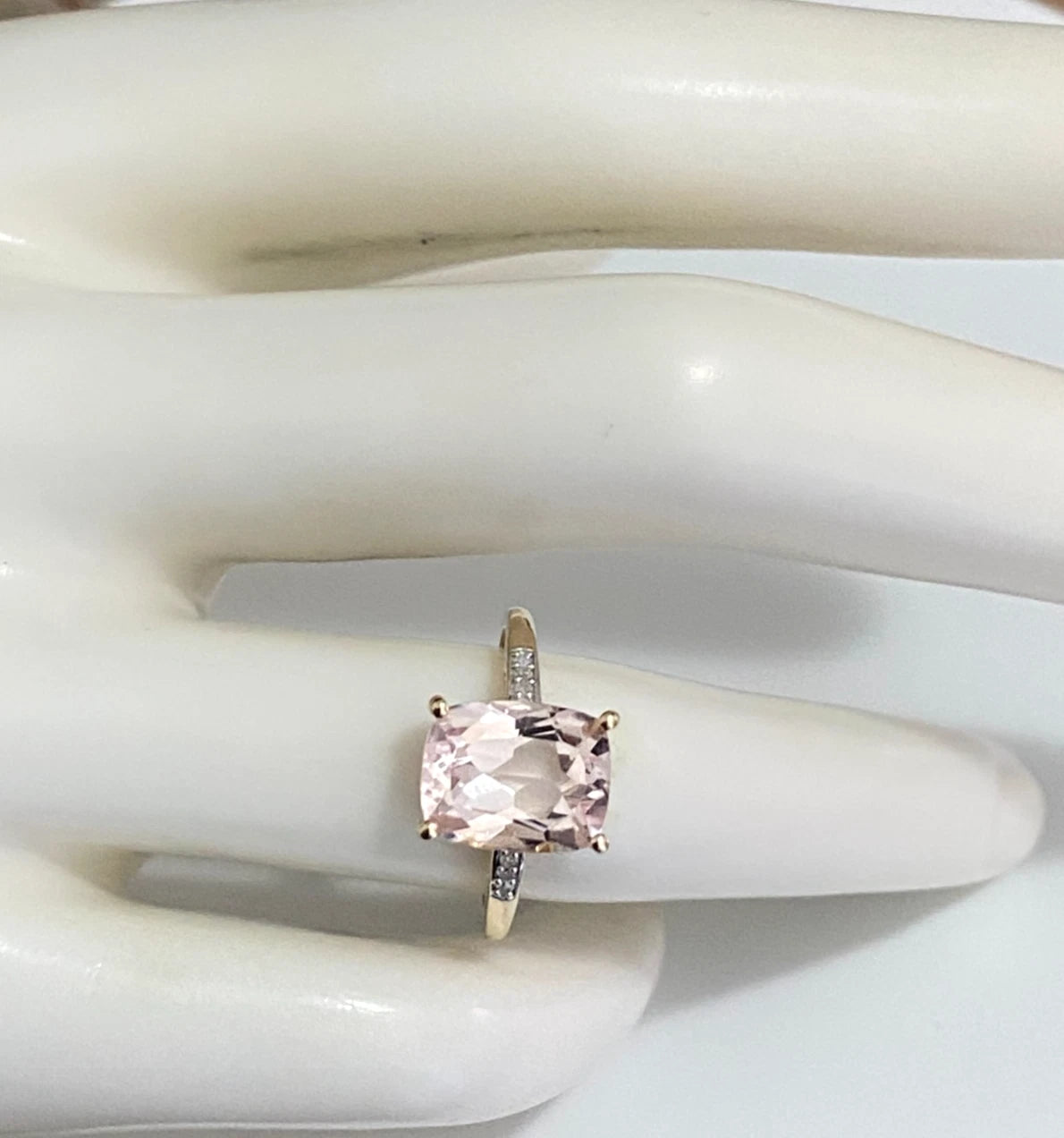 10K Yellow Gold 2.67CT Morganite & Diamond Ring Size L (US 5.75)