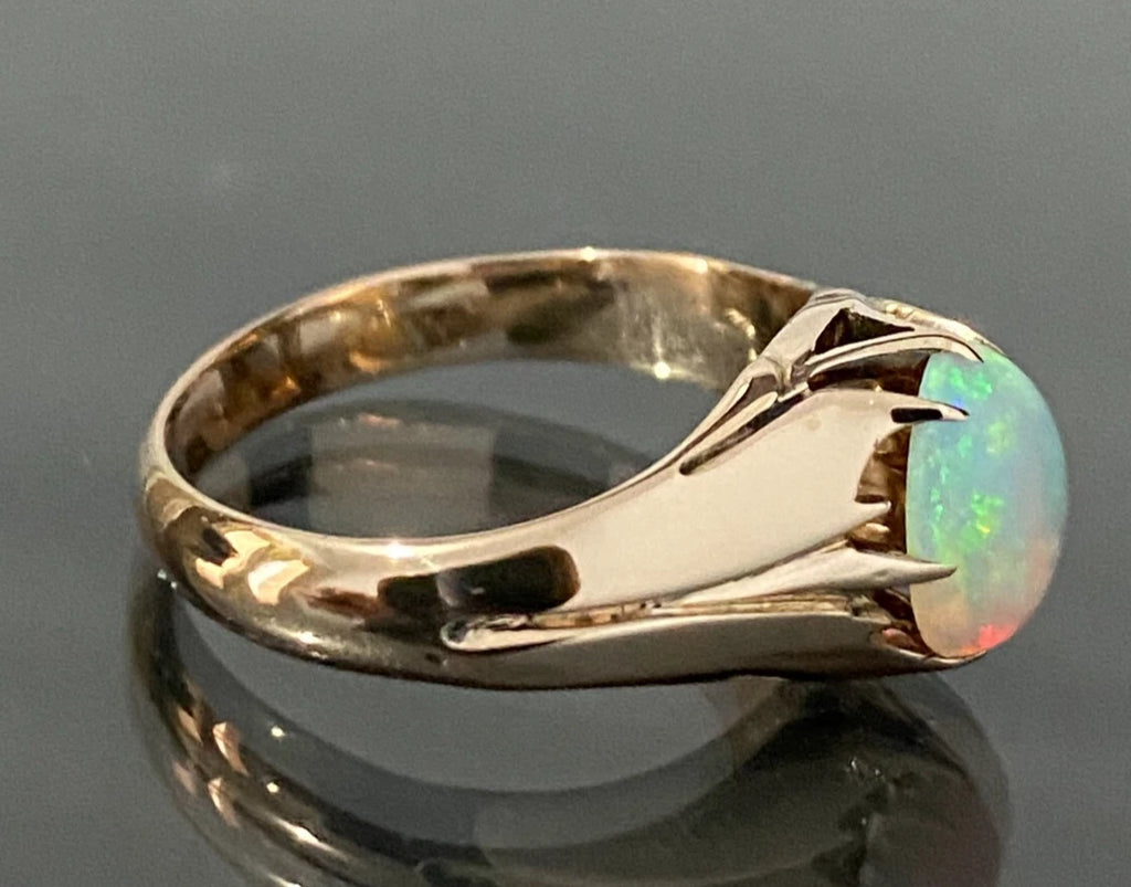 Vintage 14K Rose Gold & Opal Single Stone Ring Size J - 4 5/8