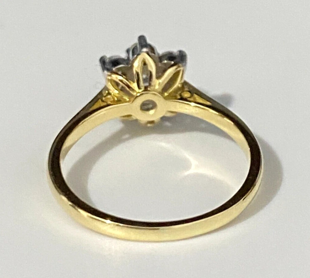 18K Yellow Gold & 0.50CT Diamond Cluster Ring Size L 1/2 - 5 7/8