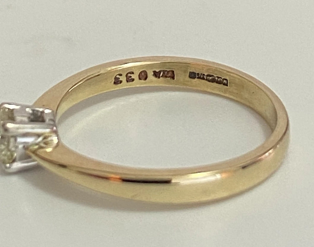 9K Yellow Gold & 0.33CT Diamond Solitaire Engagement Ring - Size M (US 6.25)