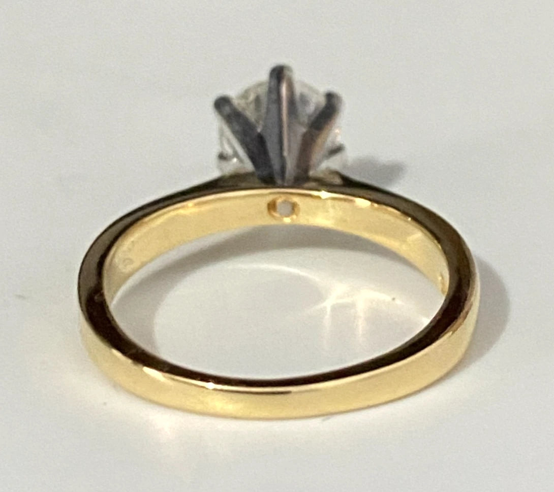 18K Yellow Gold & 1.30CT Diamond Solitaire Engagement Ring - Size M 1/2 (6.50)