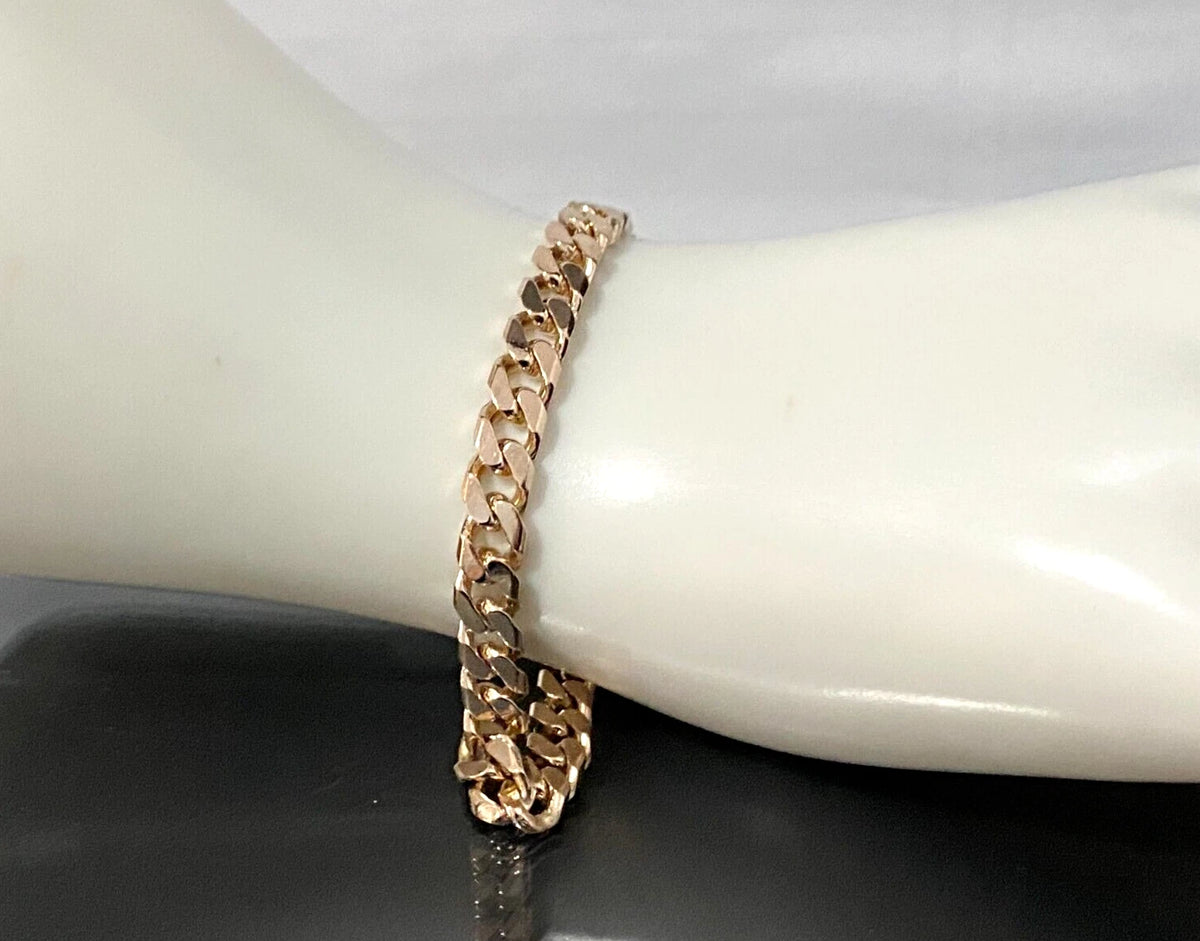 9K Rose Gold Curb Link Bracelet 23.50cm Long