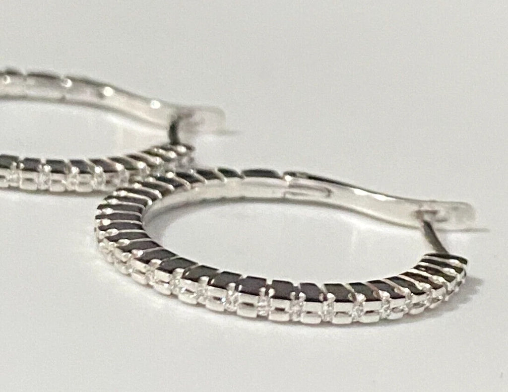 18K White Gold & 0.50CT Diamond Hoop Earrings 24.50mm High