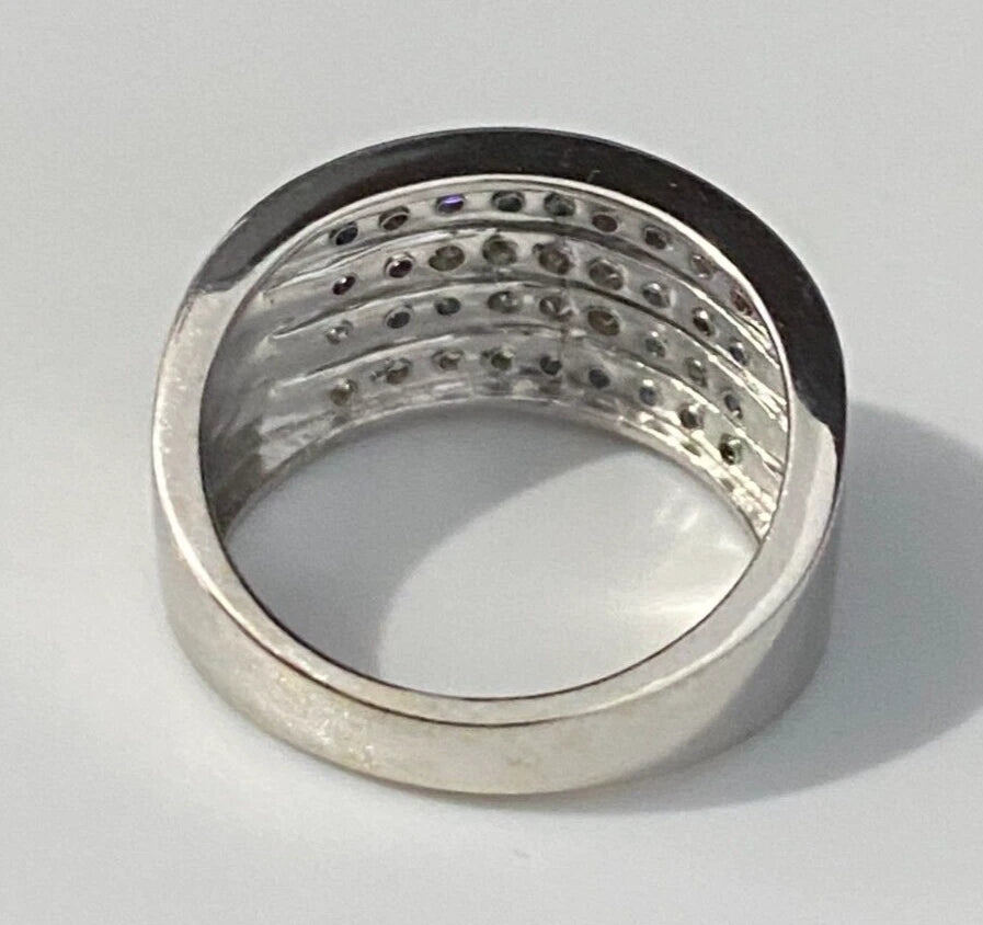 10K White Gold & 0.90CT Diamond 4 Row Channel Ring Size M 1/2 - 6 1/4