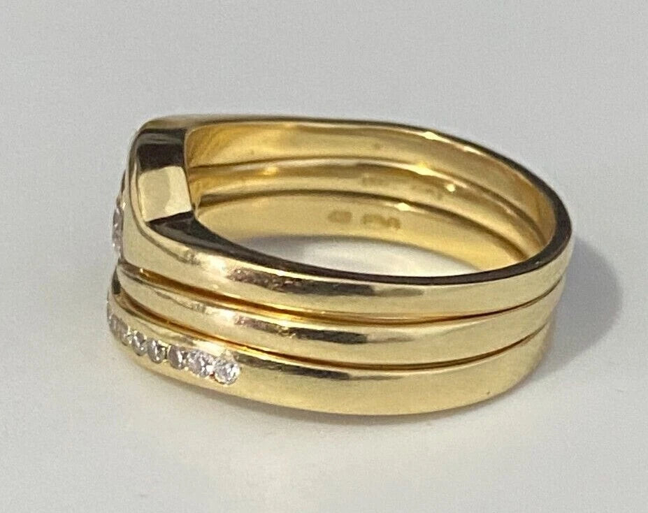 18K Yellow Gold & 0.42CT Diamond 3 Parts Bridal Set Ring Size L 1/2 - 5 7/8