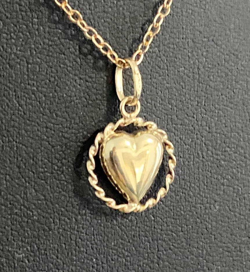 9ct Yellow Gold Heart Charm / Pendant – 21mm
