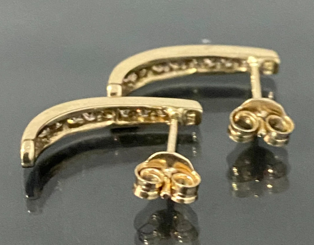 9K yellow Gold & Brown Diamond Chennel Set Stud Earrings