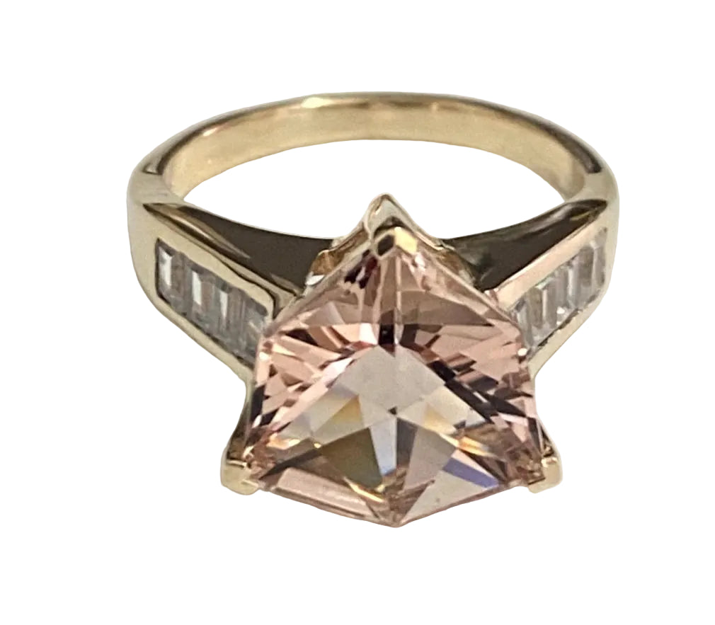 9ct Yellow Gold with 4.53CT Morganite Ring Size N (US 6.75)