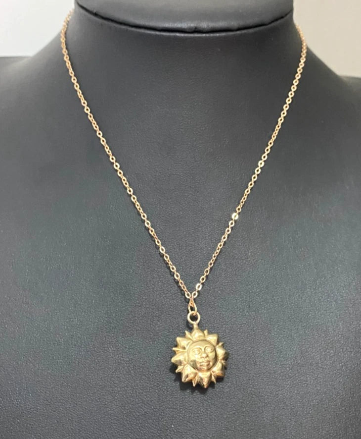 18K Yellow Gold Sun Pendant 25.0mm High