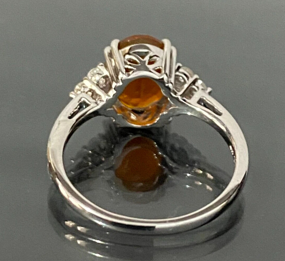 9K Yellow Gold W/ 1.93CT American Fire Opal Ring Size N 1/2 - 6 3/4