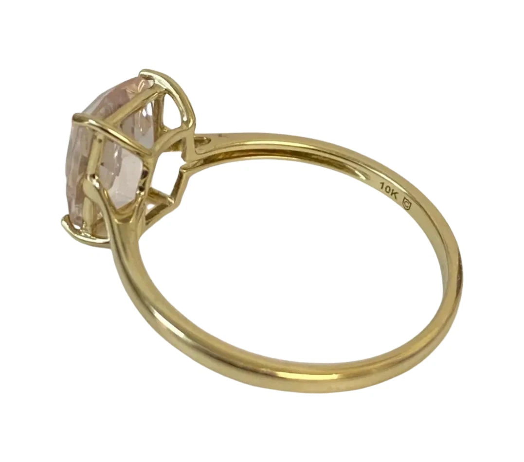 10ct Yellow Gold Pink Cushion Morganite Ring 10x8mm Size R 1/2 (US 9)