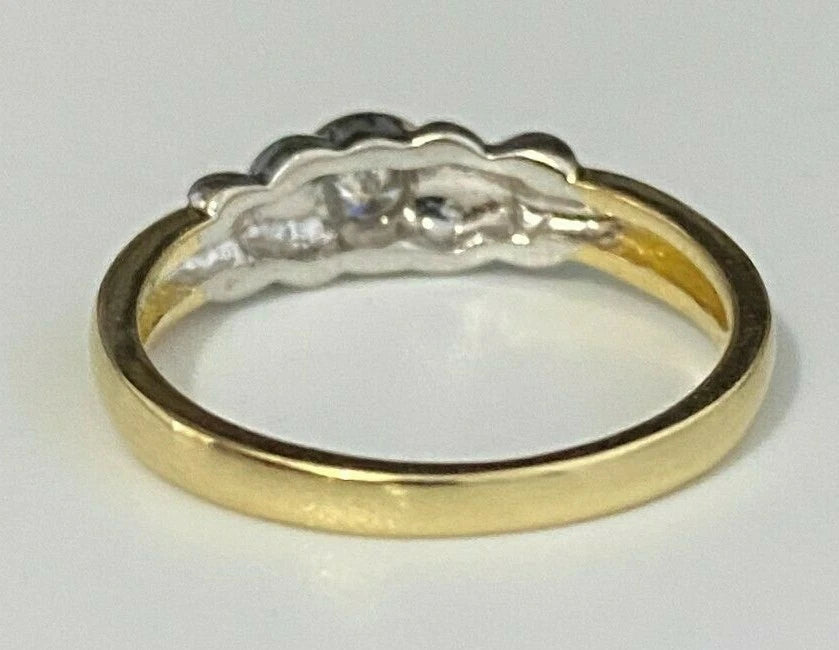 18K Yellow Gold & Diamond Solitaire Bezel Ring Size M 1/2 - 6 1/4