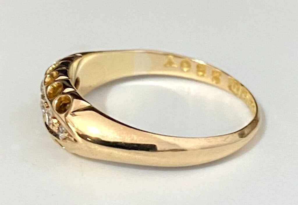 Edwardian 18K Yellow Gold & Diamond Ring C1912 Size N 1/2 - 6 3/4