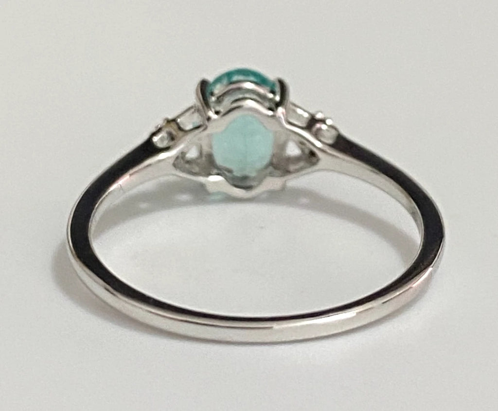 10K White Gold W/ Apatite & Diamond Ring - Size P (US 7.75)