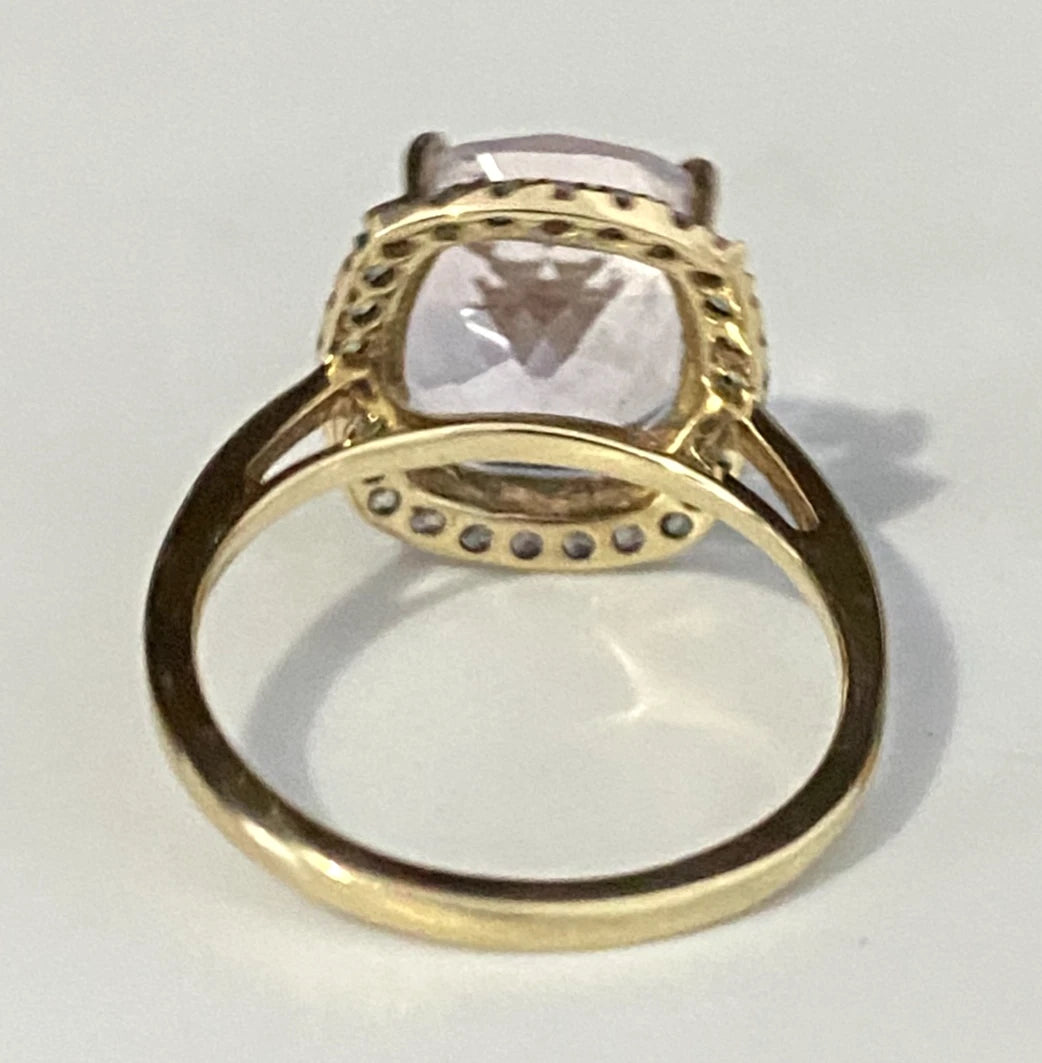 9K Yellow Gold With 5.50CT Pink Kunzite Ring Size M - 6 1/4