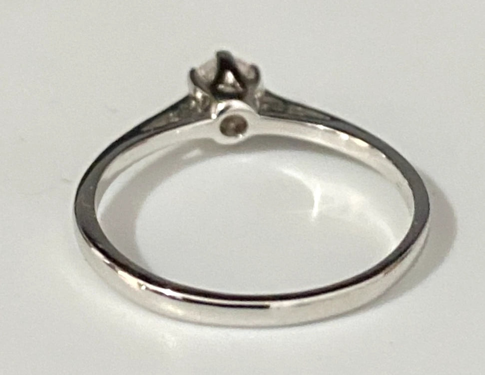 9K White Gold & 0.25CT Diamond Solitaire Engagement Ring Size N - 6 3/4