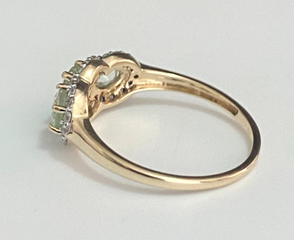 10K Yellow Gold Tourmaline & Natural Zircon Three Stone Ring Size N 1/2 (US 7)