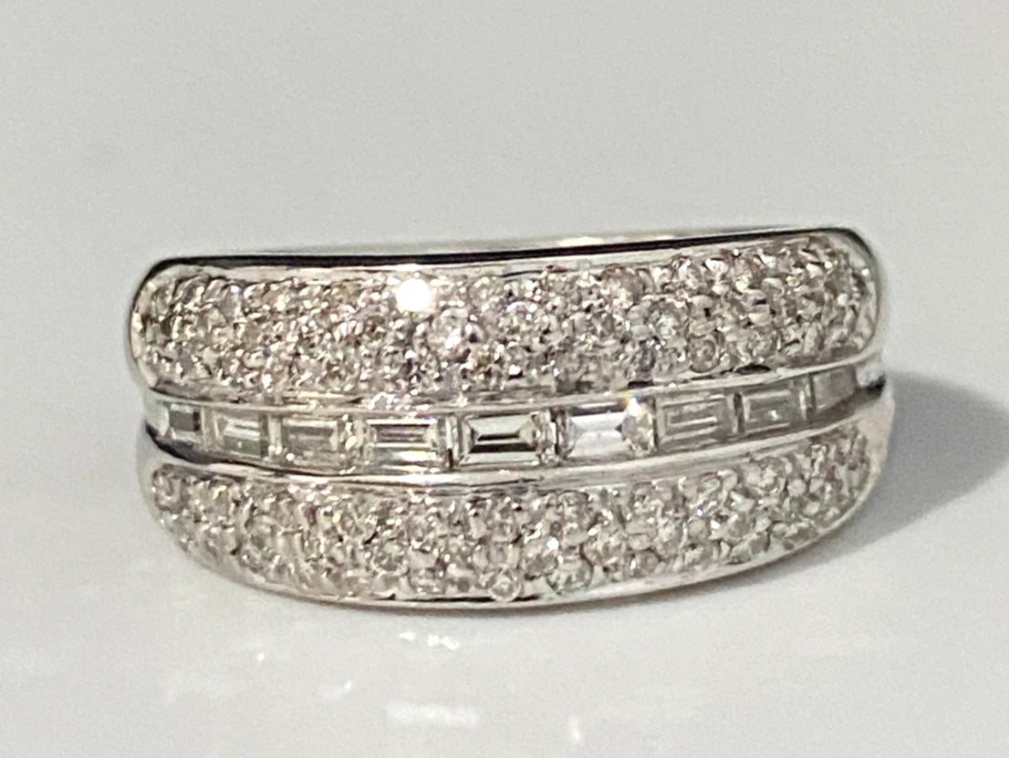 9K White Gold & 0.75CT Diamond Stacking Band Ring Size K - 5 3/8