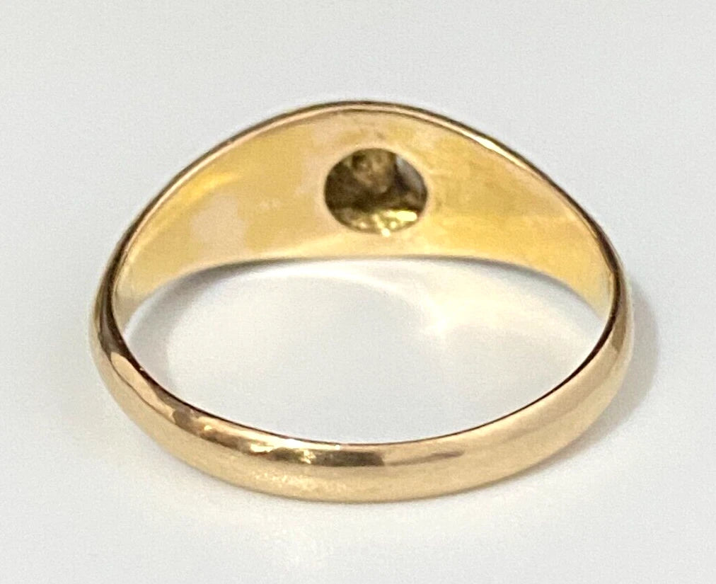 Victorian 15K Yellow Gold W/ Pearl Enamel Ring C1881 Size P 1/2 - 7 3/4