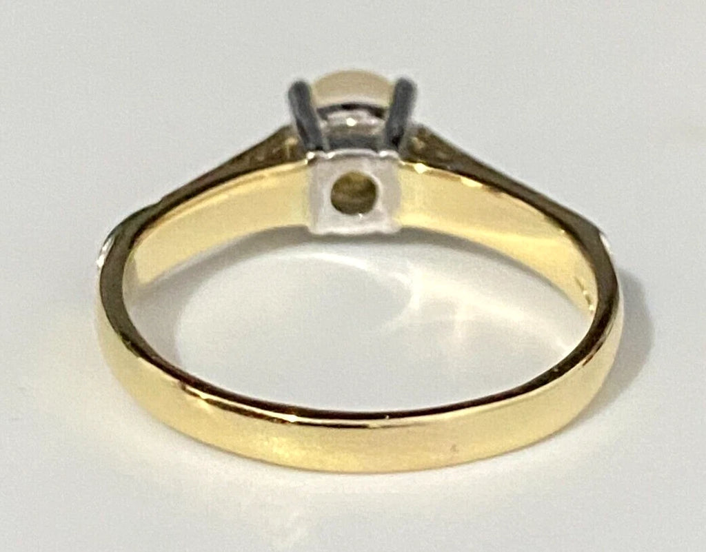 18K Yellow Gold W/ Pearl & Diamond Ring Size U - 10 1/4