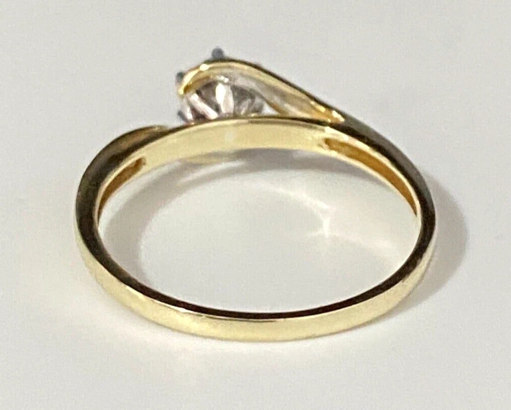 9K Yellow Gold & Diamond Bypass Engagement Ring Size M - 6