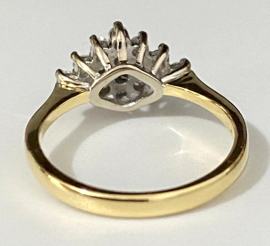 18K Yellow Gold & 0.40CT Diamond Cluster Ring Size L - 5 1/2