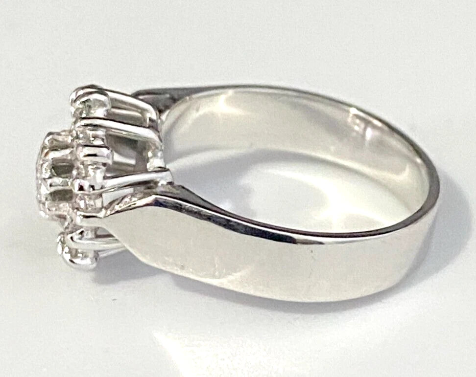 18K White Gold & 0.45CT Diamond Cluster Ring Size K - 5 1/8