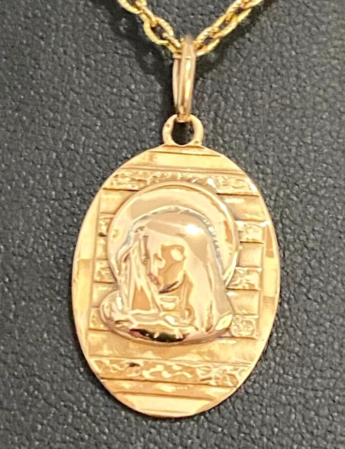 18K Rose Gold with Virgin Mary Pendant