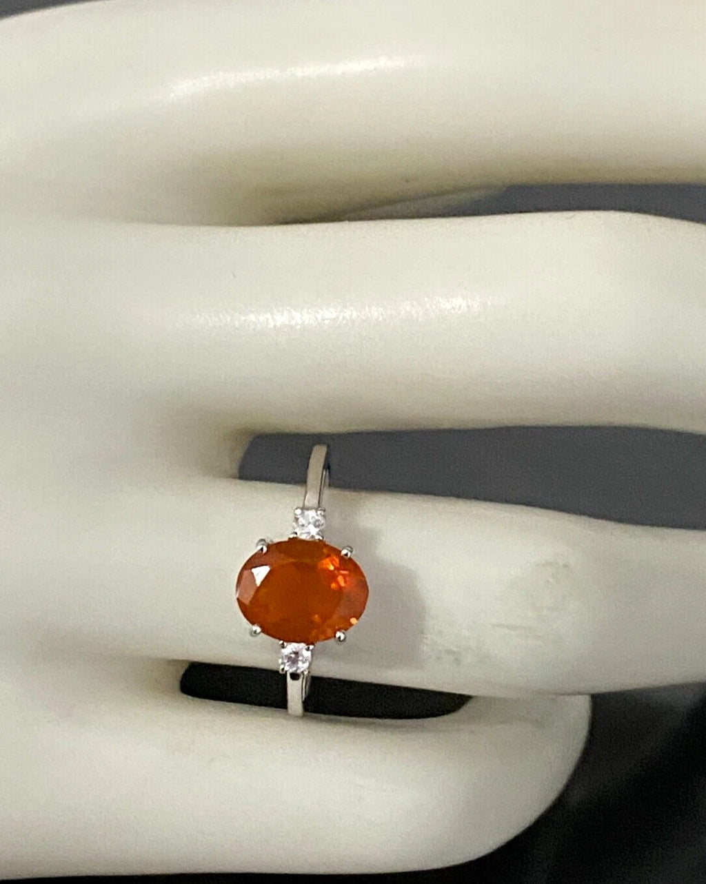 9K Yellow Gold W/ 1.32CT American Fire Opal Ring Size N - 6 1/2