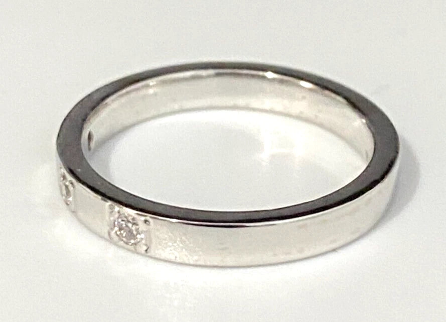 18K White Gold & Diamond Wedding Band Ring Size K 1/2 - 5 3/8