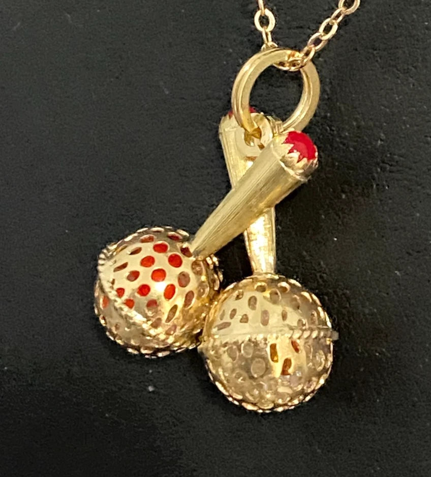 18K Yellow Gold Maracas Drop Pendant / Charm