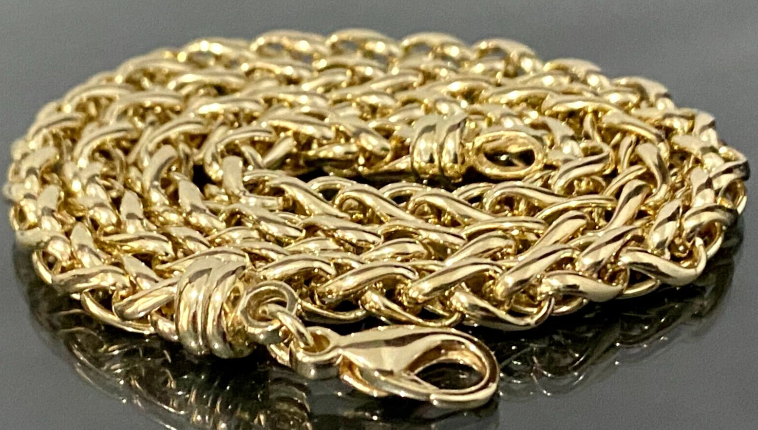 9K Yellow Gold Wheat Link Chain Necklace 41cm Long