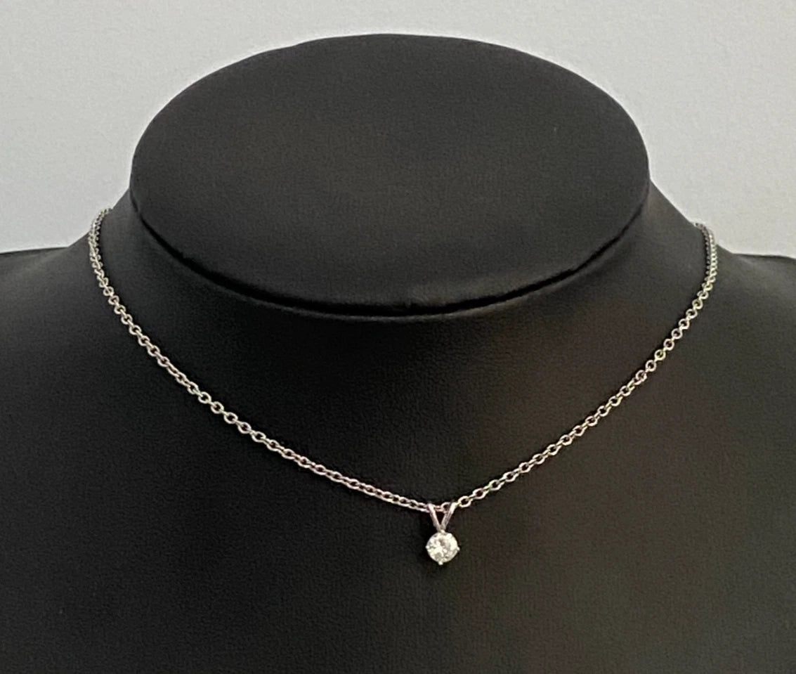 14K White Gold & 0.35CT Diamond Single Stone Pendant