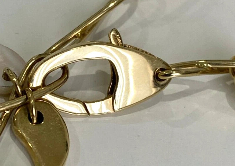 Italian 14K Yellow Gold & Mother of Pearl Chain Necklace